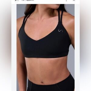 LF Black Sports Bra with V-Neck and Dual Straps